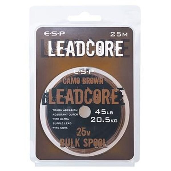 ESP Leadcore Bulk Spool Camo Brown 45lb 20.5kg 25m - Imagen 4