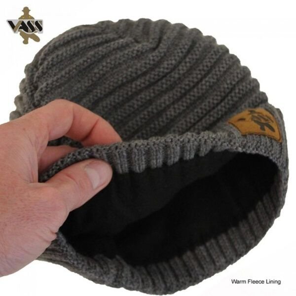 Vass 'Fleece Lined' Ribbed Beanie Brown