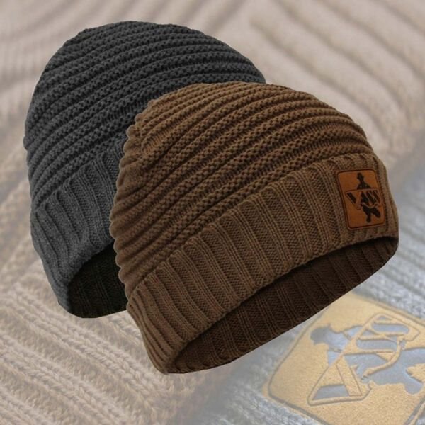 Vass 'Fleece Lined' Ribbed Beanie Brown - Imagen 8