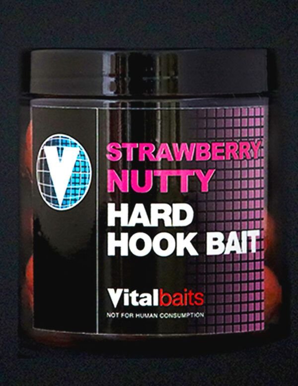 Vitalbaits Hard Hook Bait Strawbeey Nutty 24mm 100gr